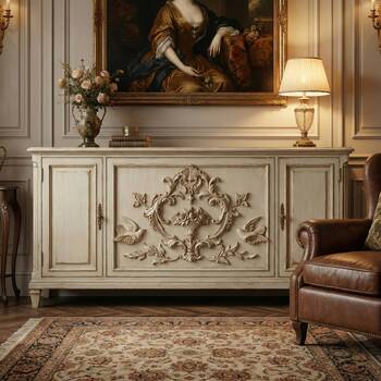 Wood onlay with rose vase and doves#additional-separator##additional-separator#Indulge in the timele..